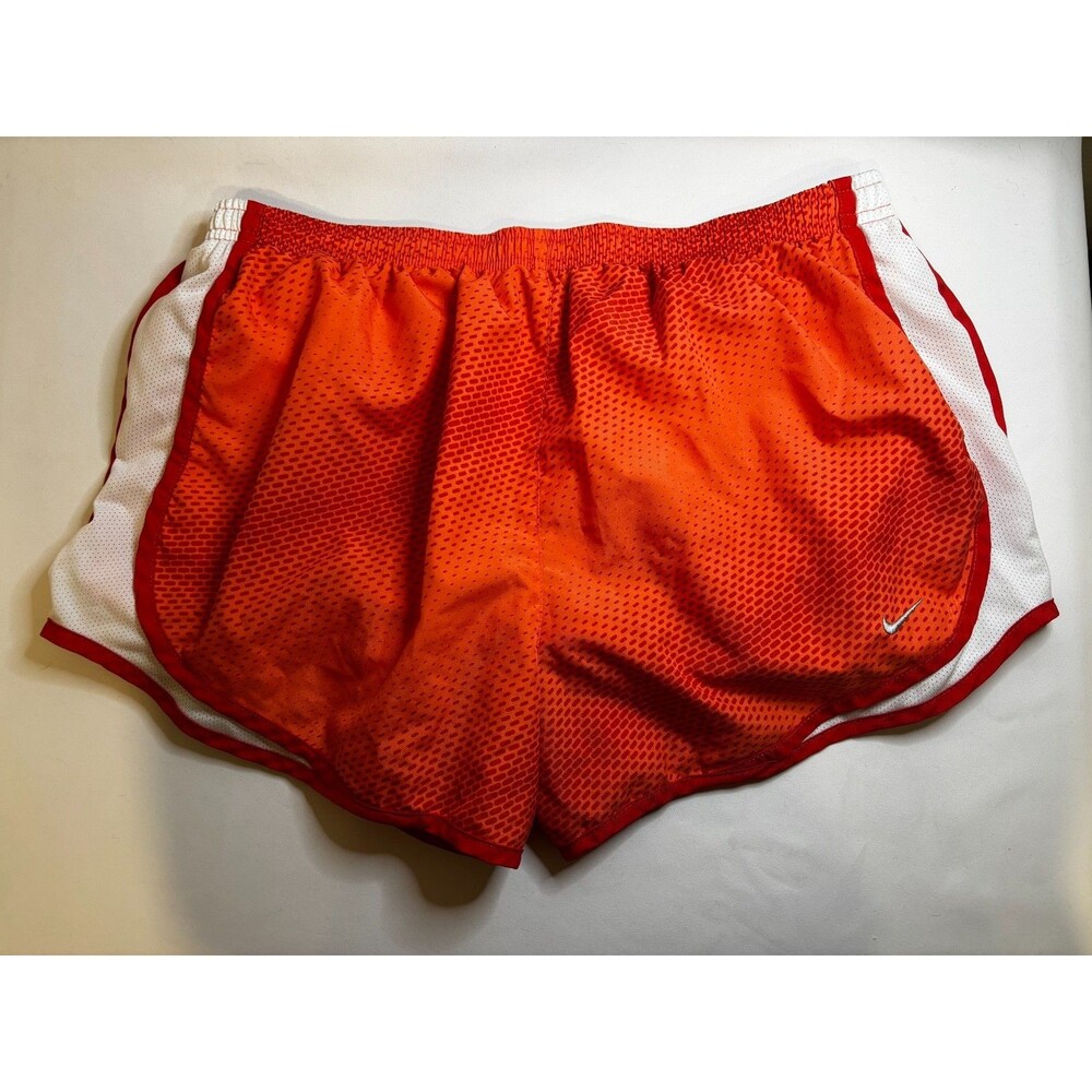 Nike Women's Large Tempo Running Shorts Dri-FIT Orange Digital Dot Print White - Picture 6 of 11